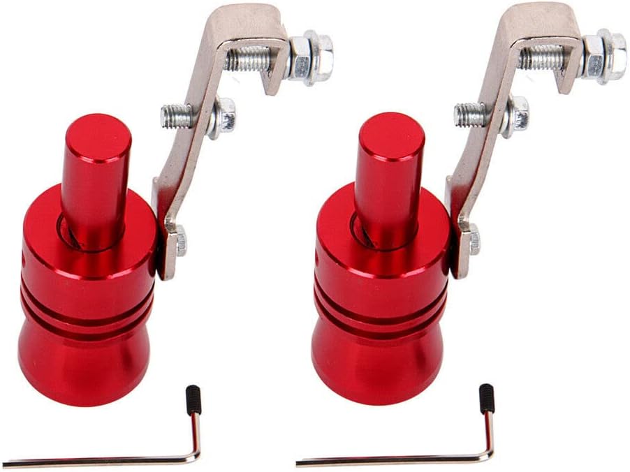 2PCS XL Size Universal Car Turbo Sound Whistle Simulator Sound Pipe Auto Exhaust Muffler Pipe Exhaust Muffler Pipe Whistle(XL-Red)