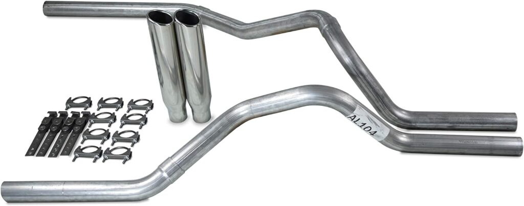 Truck Exhaust Kits - Shop Line Dual Exhaust System 2.5 AL Pipe No Muffler 2.5 Polished Rolled Edge Clamp on Tip