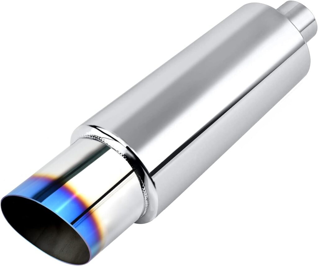 EVIL ENERGY Exhaust Muffler, Stainless Steel Exhaust Tip, Universal 15 Length (Burnt, 2 Inlet 3 Outlet)