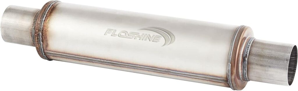 Floshine 2.5 Exhaust Muffler,2.5 inlet/outlet, Universal 20 Overalll Stainless Steel Straight Through Design,Resonator Super 10 Muffler