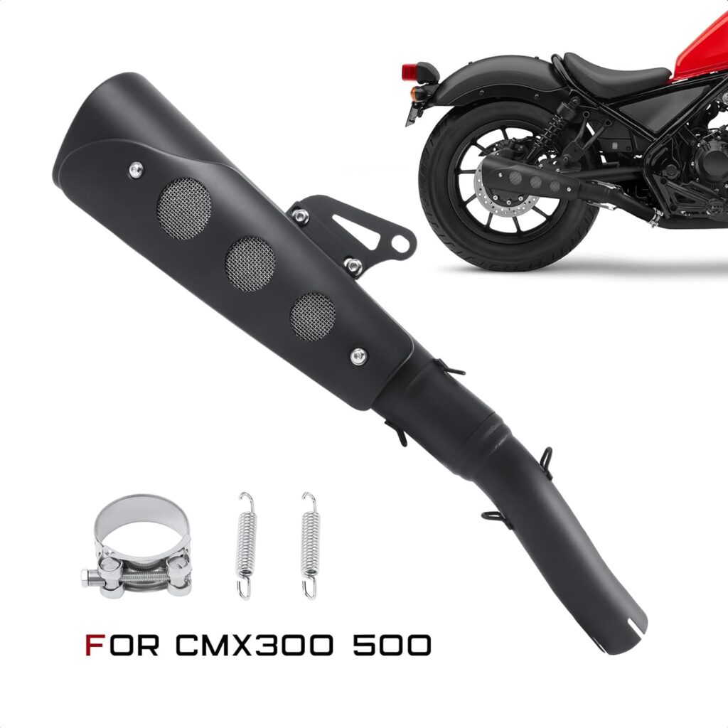 Bravema Motorcycle Slip-on Mufflers Pipe Tube with Heat Shield Kit Fit for CMX 300 CMX 500 Rebel 2017-2023