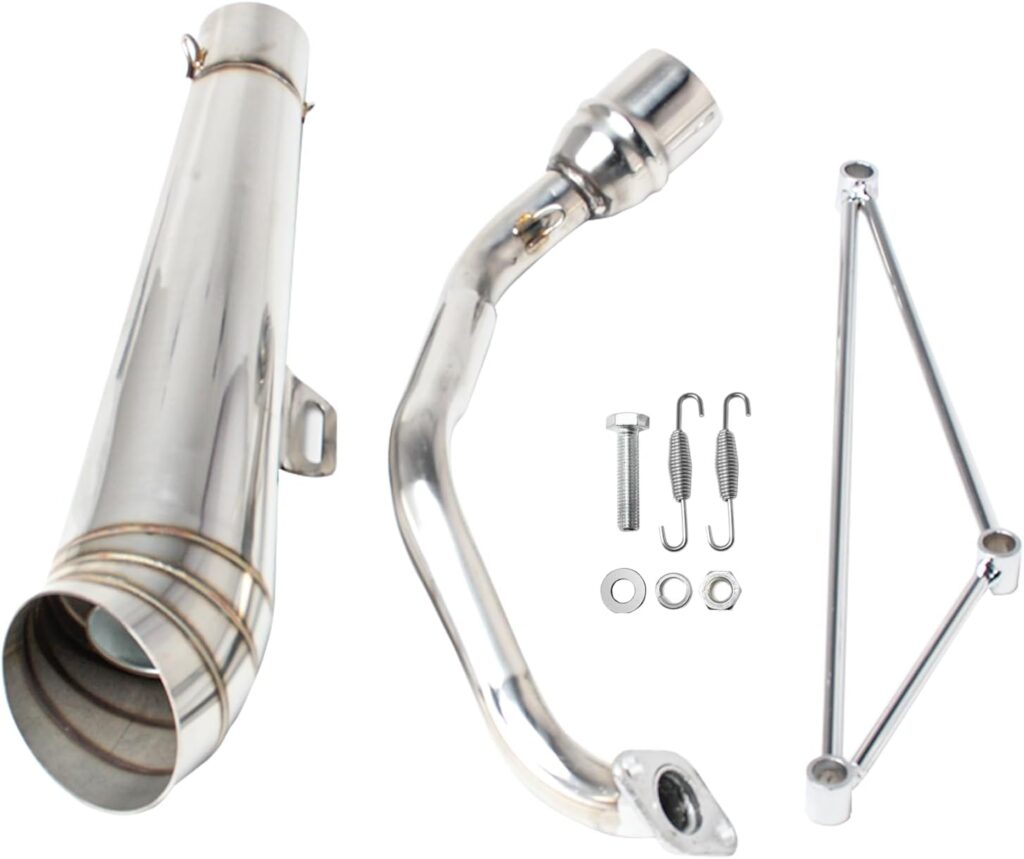 AYKYCS Exhaust Muffler Header System,Made of Stainless Steel Come with Mounting Bracket,with Removable DB Killer for Honda Ruckus Zoomer with GY6 (125cc/150cc) Engine Swaps 2002-2015