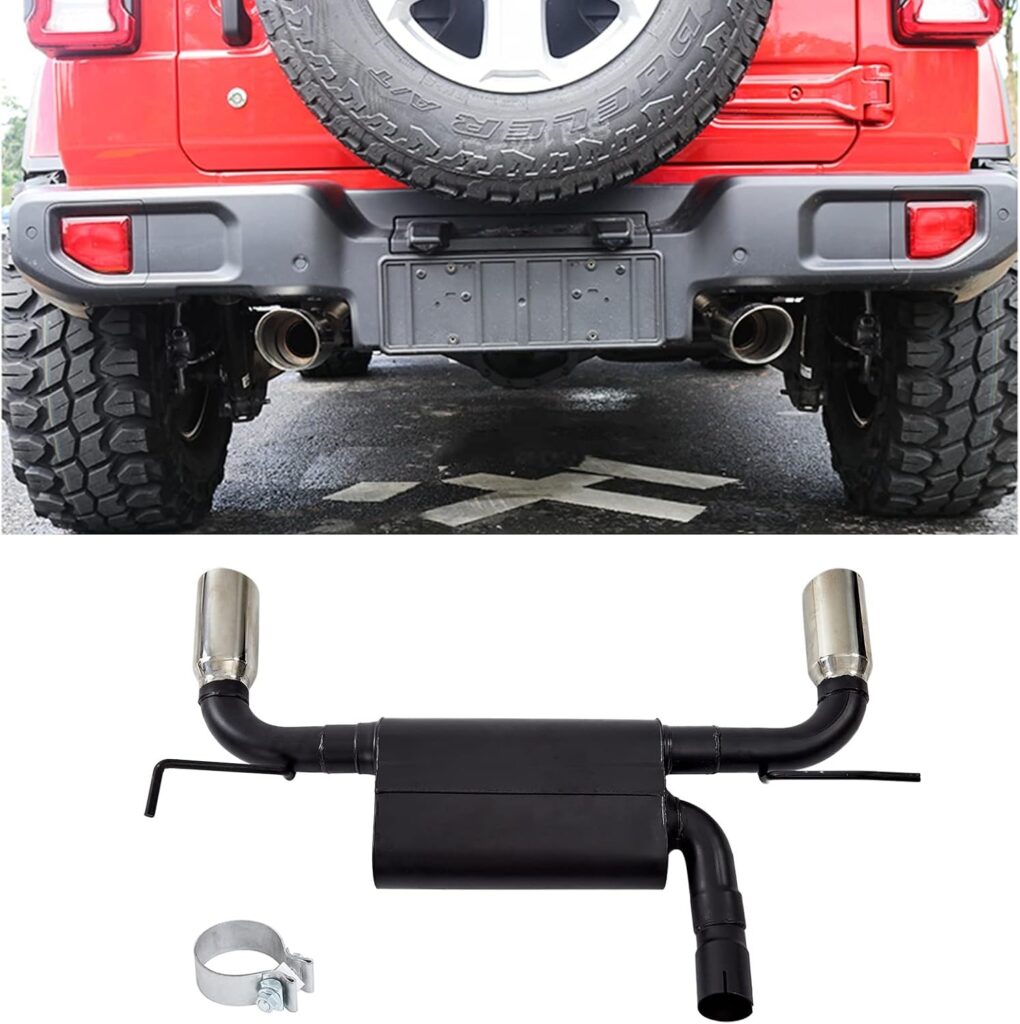 2007-2017 Wrangler JK Exhaust Muffler Kit, Dual Walled Tip Catback Exhaust System Kit,Unlimited 3.6L V6 2-Door  4-Door