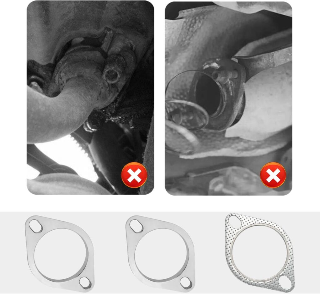 2-Bolt 2.5 Inch Exhaust Flange Repair Kit,Stainless Steel Exhaust System Kit with Exhaust Gasket  Exhaust Bolts,Exhaust Pipe Flange Gasket for Automotive Replacement Exhaust Flanges (2.5)