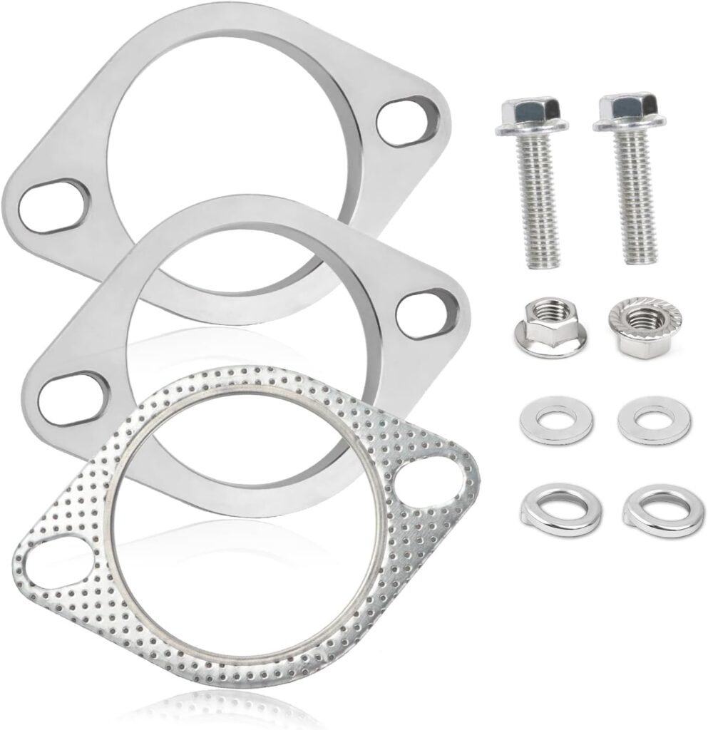 2-Bolt 2.5 Inch Exhaust Flange Repair Kit,Stainless Steel Exhaust System Kit with Exhaust Gasket  Exhaust Bolts,Exhaust Pipe Flange Gasket for Automotive Replacement Exhaust Flanges (2.5)