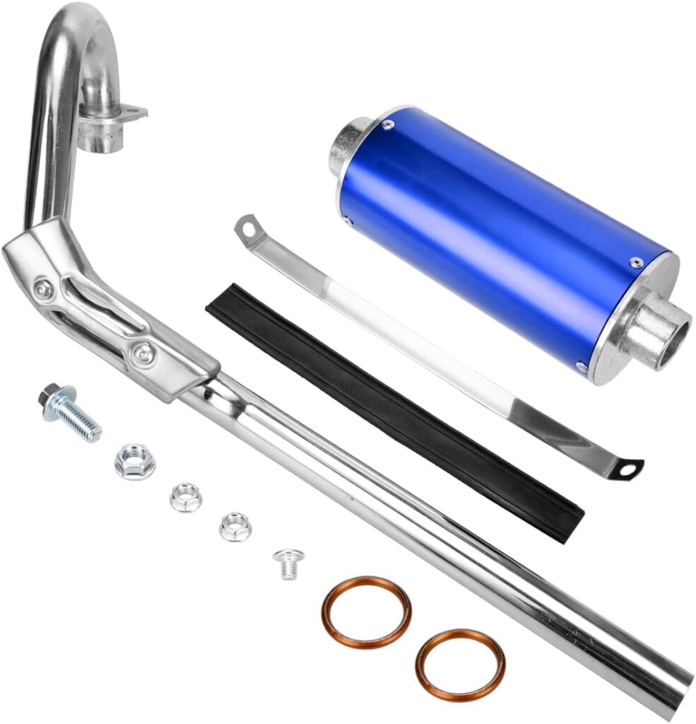 FVRITO High Performance Big Bore Exhaust Muffler Silencer and Tail Pipe Full System Parts Assembly Fit for XR50 CRF50 Chinese 70cc 110cc 125cc SSR SDG Taotao Roketa Coolster Dirt Pit Bike Blue